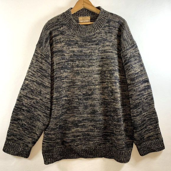 VTG Guess Mens 100% Wool Heathered Crew Neck Sweater Sz L Oversized Heritage - Picture 1 of 10